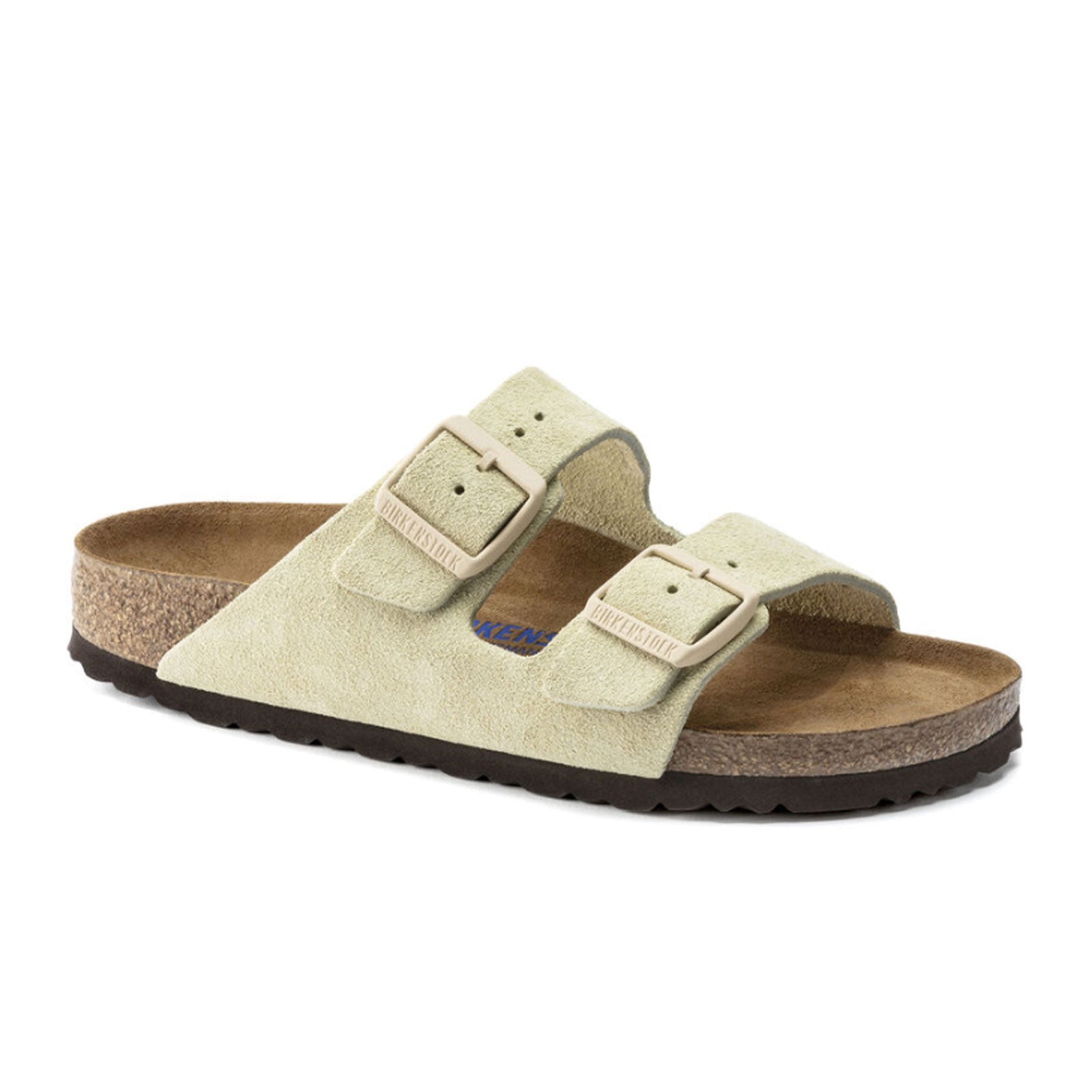Birkenstock, Birkenstock Arizona Soft Footbed Narrow Slide Sandal (Donna) - Suede Almond